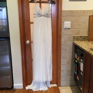 Carlos Miele White Pleated Gown Detachable Train
